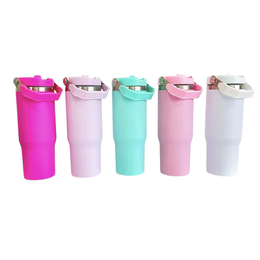 30oz Flip Straw Tumbler With Top Handle
