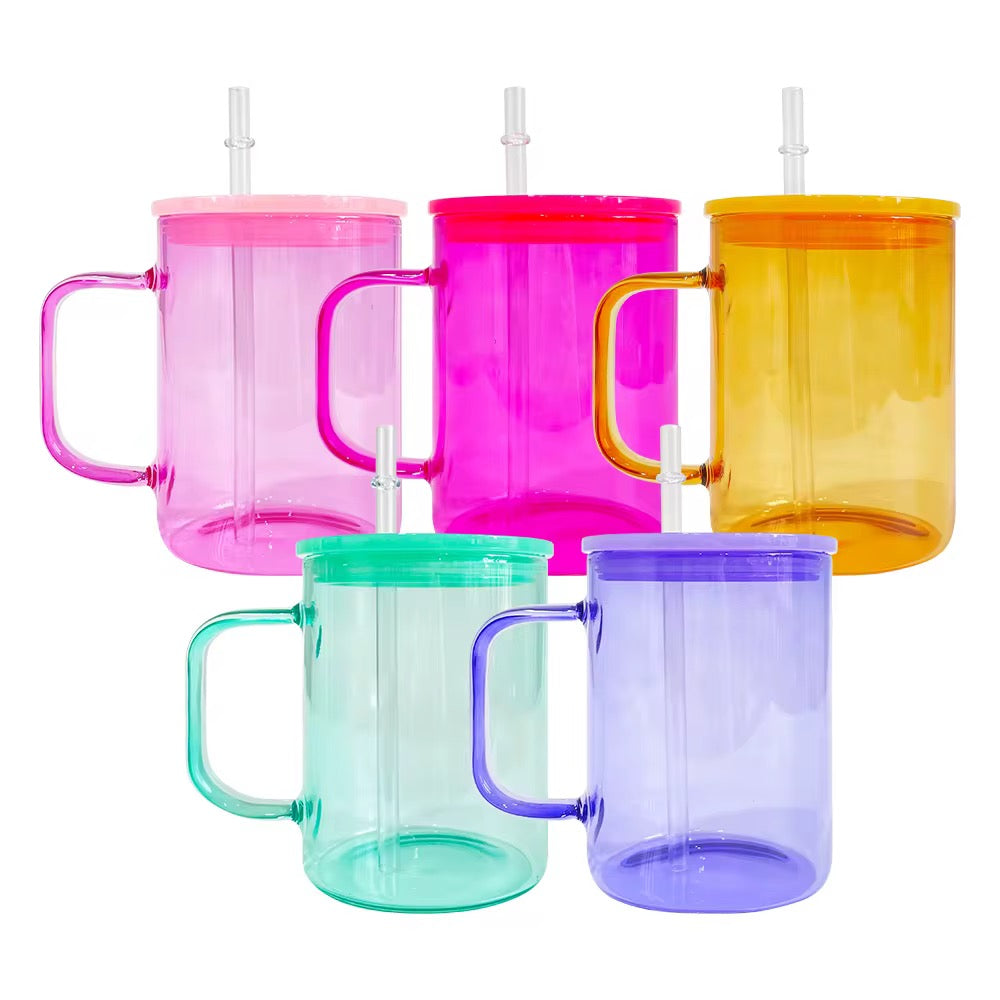 Jelly 17oz Glass Mug with Handle