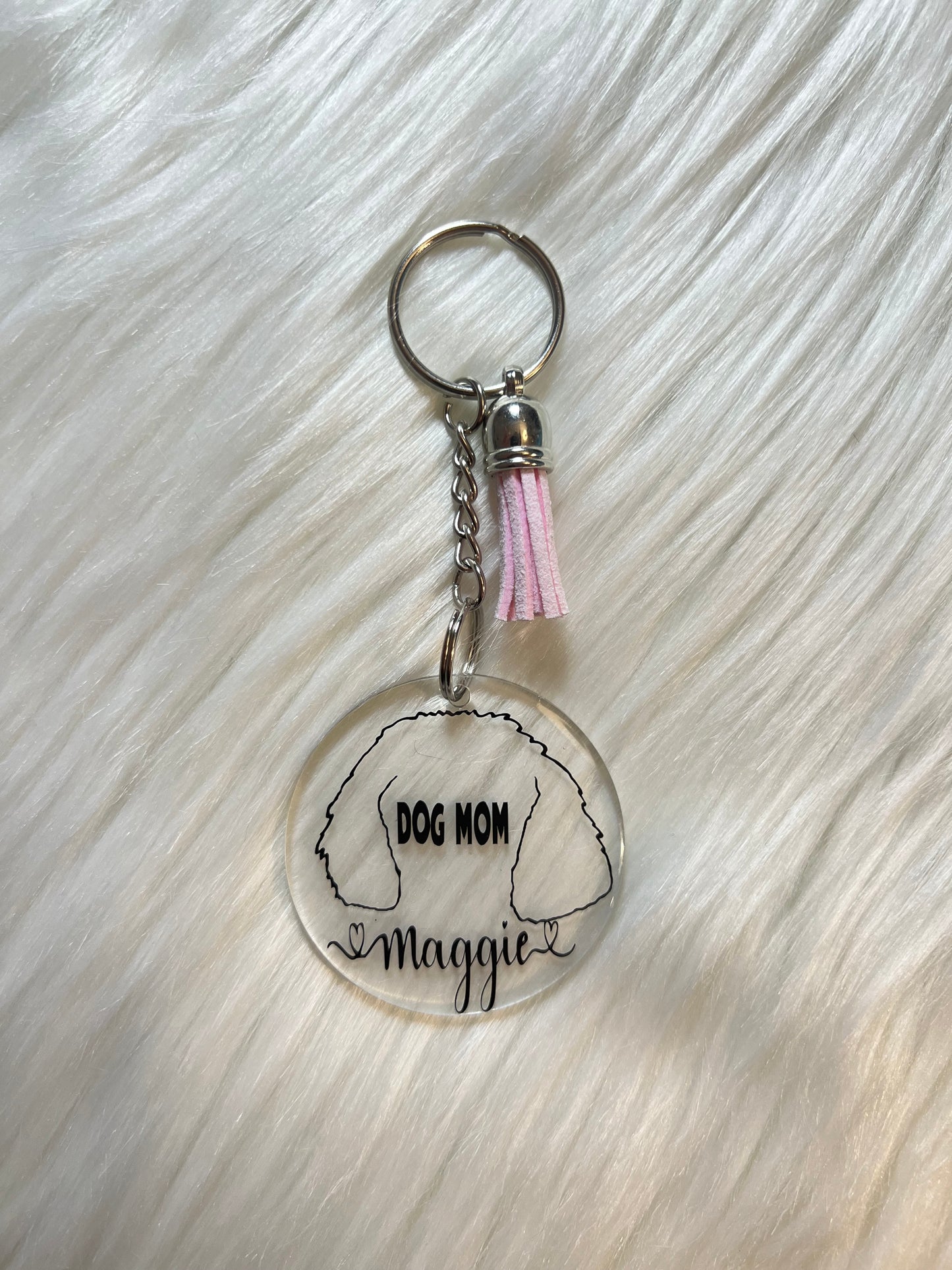 Custom Dog Mom, Dog Ear & Dog Name Acrylic Keychain